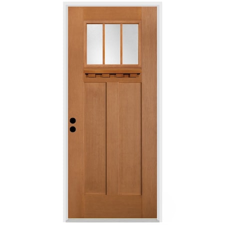 Codel Doors 36" x 80" Fir Grain Shaker Exterior Fiberglass Door 3068RHISPFGHER2033C691615M